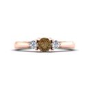 14k Rose Gold Round Cut Cognac Diamond Three Stone Ring 0.67 CTW