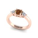 14k Rose Gold Round Cut Cognac Diamond Three Stone Ring 0.67 CTW