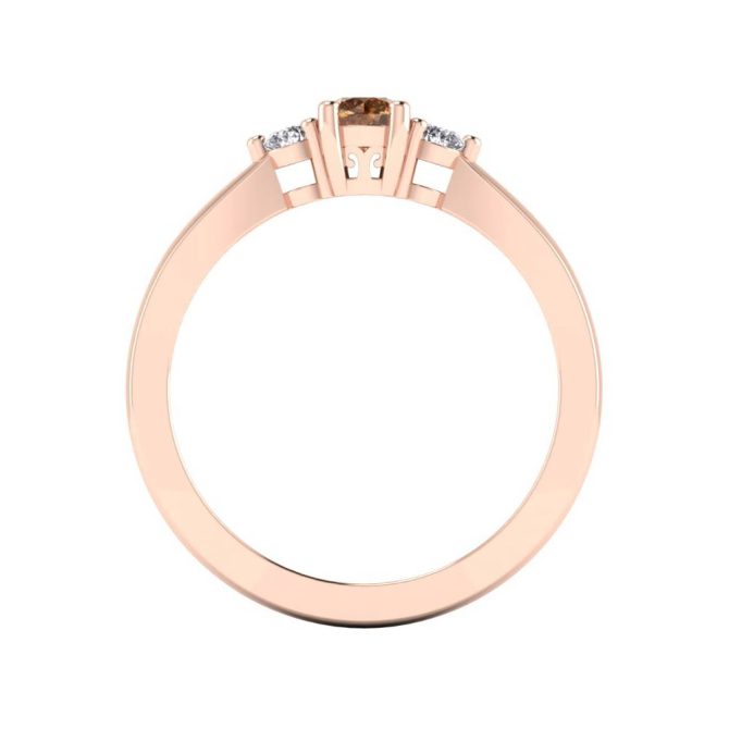 14K Rose Gold Round Cut Cognac Diamond Ring 0.47 CTW