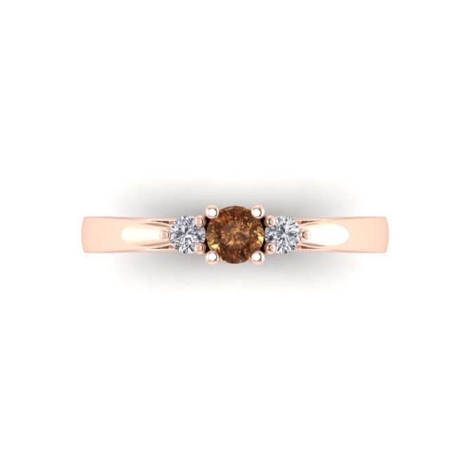 14K Rose Gold Round Cut Cognac Diamond Ring 0.47 CTW