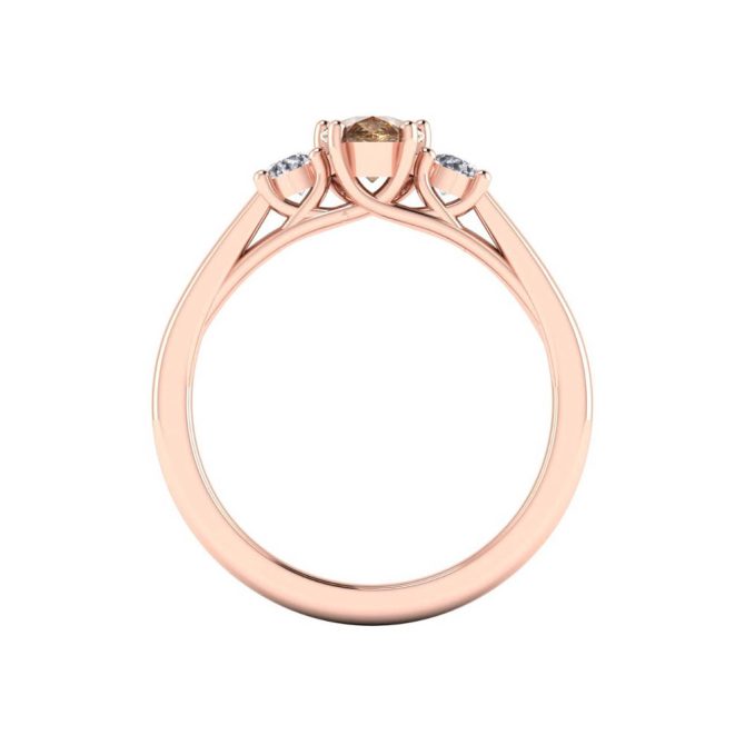 14k Rose Gold Pear Cut Cognac Diamond Three Stone Ring 0.84 CTW