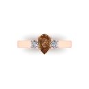 14k Rose Gold Pear Cut Cognac Diamond Three Stone Ring 0.84 CTW