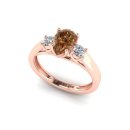 14k Rose Gold Pear Cut Cognac Diamond Three Stone Ring 0.84 CTW