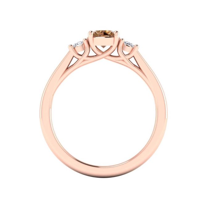 14K Rose Gold Round Cut Cognac Diamond Rings 0.71 CTW