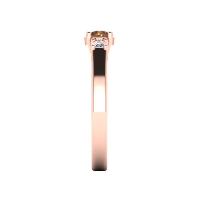 14K Rose Gold Round Cut Cognac Diamond Rings 0.71 CTW