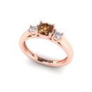 14K Rose Gold Round Cut Cognac Diamond Rings 0.71 CTW