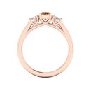 14k Rose Gold Oval Cut Three Stone Cognac Diamond Ring 1.00 CTW