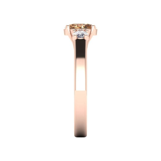 14k Rose Gold Oval Cut Three Stone Cognac Diamond Ring 1.00 CTW