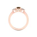 14k Rose Gold Round Cut Cognac Diamond Three Stone Ring 1.04 CTW