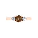 14k Rose Gold Round Cut Cognac Diamond Three Stone Ring 1.04 CTW