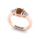 14k Rose Gold Round Cut Cognac Diamond Three Stone Ring 1.04 CTW