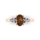 14K Rose Gold Oval Cut Cognac Diamond Three Stone Ring 1.24 CTW