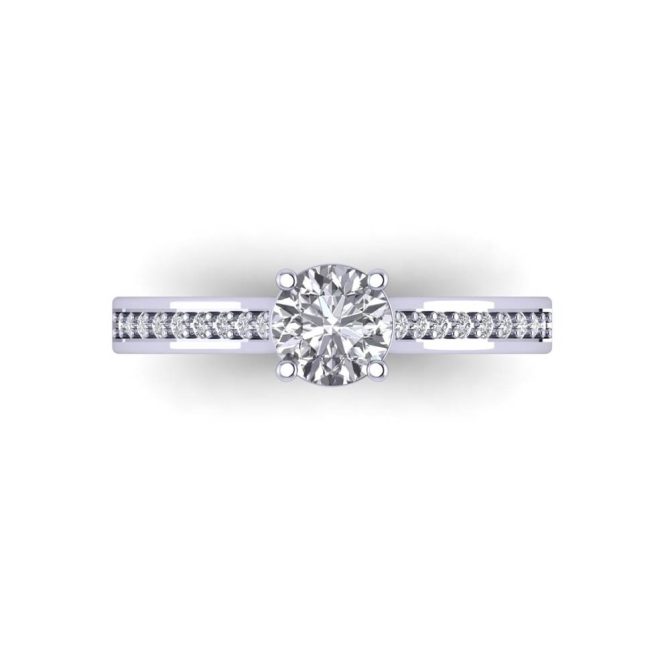 14k White Gold Round Cut White Diamond Ring 1.05 CTW