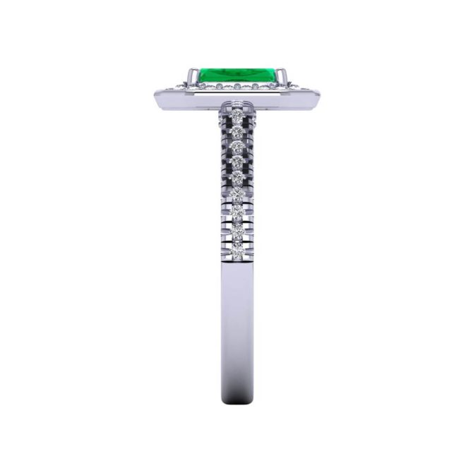 14k White Gold Emerald Cut Emerald Ring 1.21 CTW