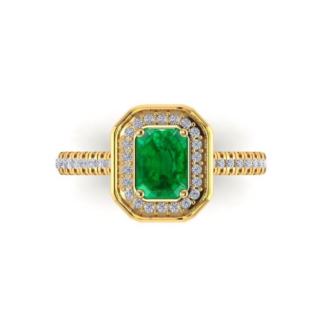 14K Yellow Gold Emerald Cut Emerald Ring 1.31 CTW