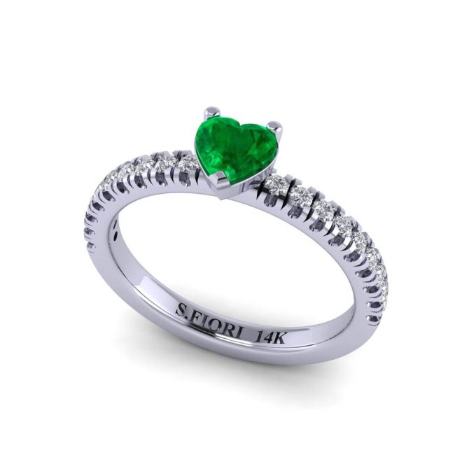 14K White Gold Emerald Ring 0.65 CTW