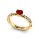 14k Yellow Gold Heart Shaped Ruby Ring 0.64 CTW