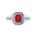 14k White Gold Emerald Cut Ruby Ring 1.24 CTW