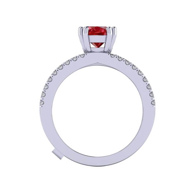 14k White Gold Oval Cut Ruby Victoria Ring 3.10 CTW