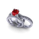 14k White Gold Oval Cut Ruby Victoria Ring 3.10 CTW