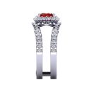 14k White Gold Cushion Cut Ruby Victoria Ring 2.92 CTW