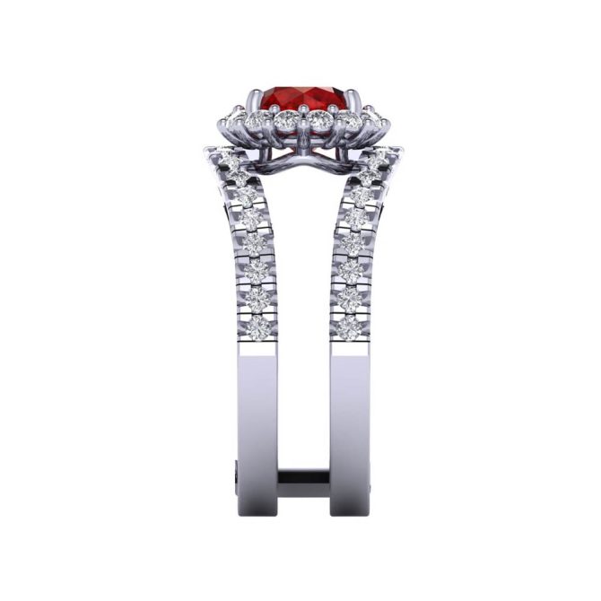 14k White Gold Cushion Cut Ruby Victoria Ring 2.92 CTW