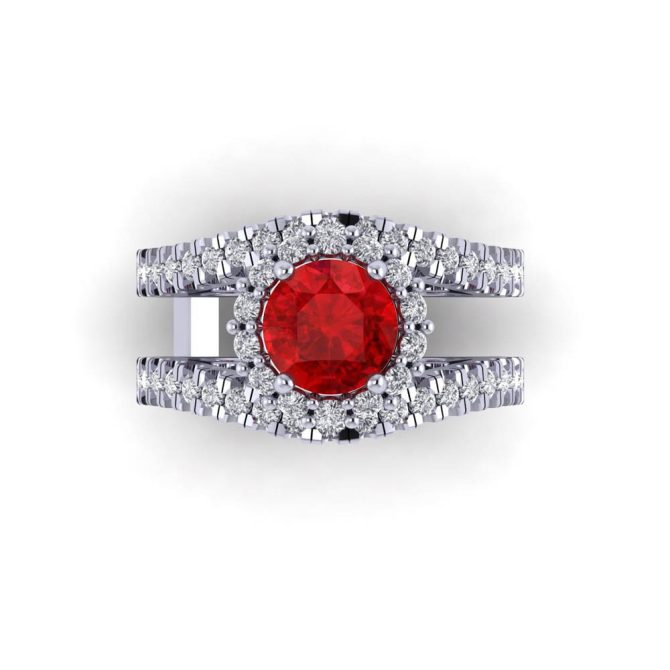 14k White Gold Cushion Cut Ruby Victoria Ring 2.92 CTW