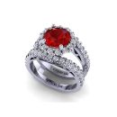 14k White Gold Cushion Cut Ruby Victoria Ring 2.92 CTW