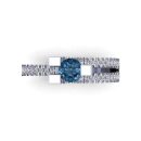 14k White Gold Round Cut Blue Diamond Venus Ring 0.88 CTW