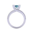 14k White Gold Round Cut Blue Diamond Venus Ring 0.88 CTW