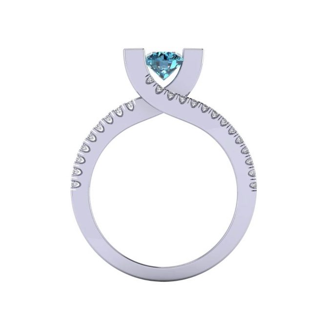 14k White Gold Round Cut Blue Diamond Venus Ring 0.88 CTW