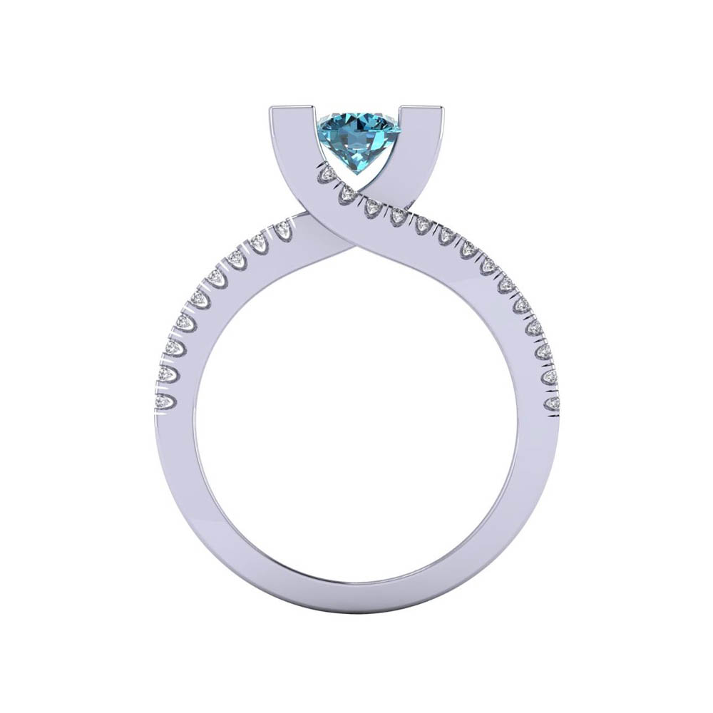 14k White Gold Round Cut Blue Diamond Venus Ring 0.88 CTW