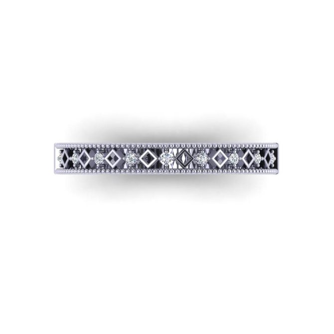 14k White Gold Diamond Victoria Band 0.05 CTW