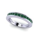 14K White Gold Princess Green Sapphire Victoria Band 0.88 CTW