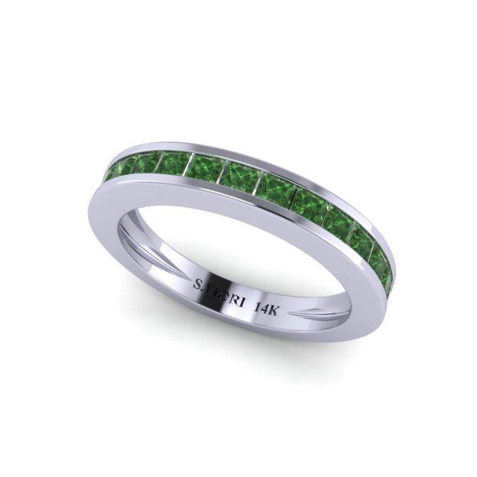 14k White Gold Green Diamond Victoria Band 0.82 CTW