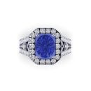 14K White Gold Emerald Cut Tanzanite Ring 3.50 CTW