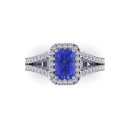 14K White Gold Emerald Cut Tanzanite Ring 1.45 CTW