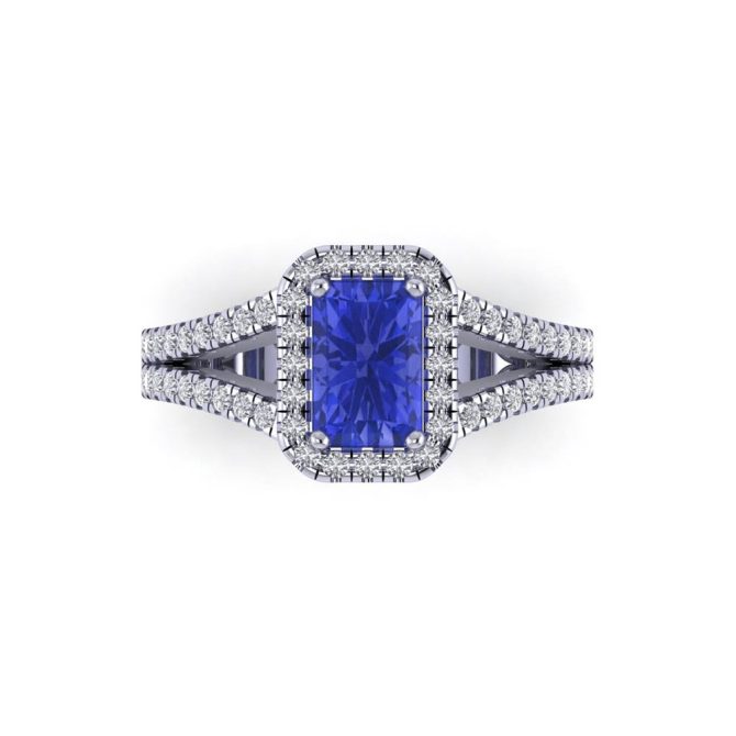 14K White Gold Emerald Cut Tanzanite Ring 1.45 CTW