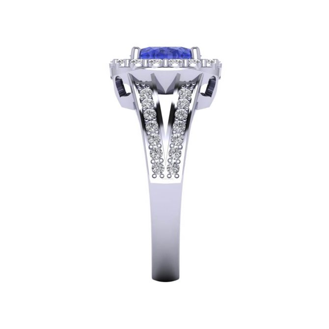 14K White Gold Oval Cut Tanzanite Ring 2.00 CTW