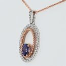 14k White and Rose Gold Oval Cut Tanzanite Pendant 1.25 CTW