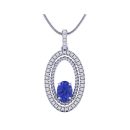 14k White and Rose Gold Oval Cut Tanzanite Pendant 1.25 CTW