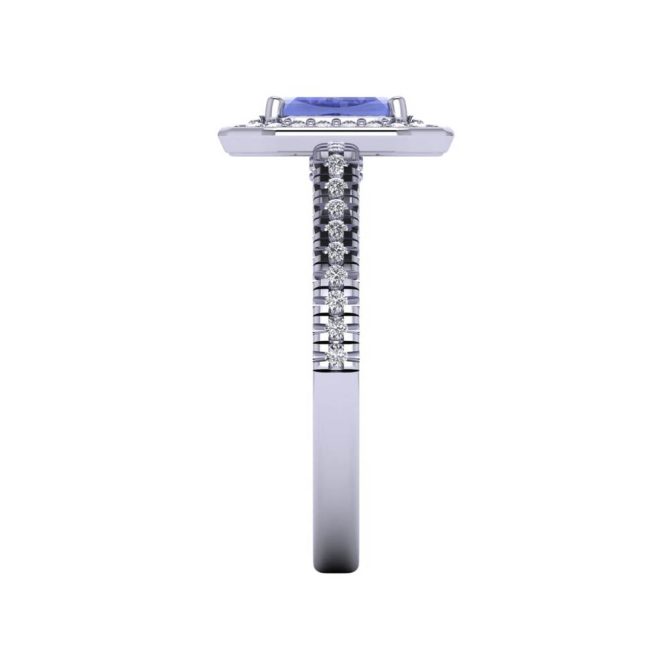 14K White Gold Emerald cut Tanzanite Ring 1.37 CTW