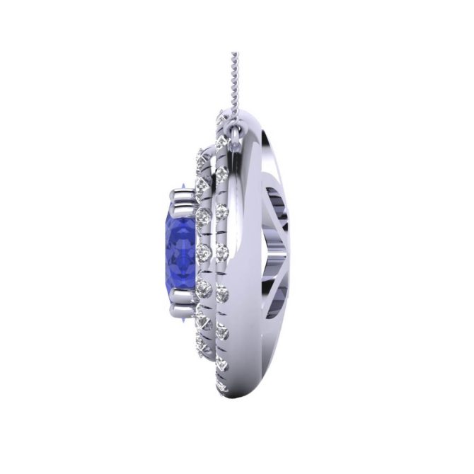 14k White Gold Oval Cut Tanzanite Pendant 3.03 CTW