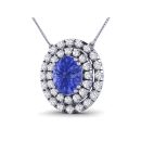 14k White Gold Oval Cut Tanzanite Pendant 3.03 CTW