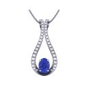 14K White Gold Oval cut Tanzanite Pendant 1.51 CTW