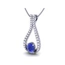 14K White Gold Oval cut Tanzanite Pendant 1.51 CTW