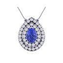 14k White Gold Oval Cut Tanzanite Pendant 2.97 CTW