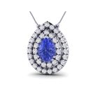 14k White Gold Oval Cut Tanzanite Pendant 2.97 CTW