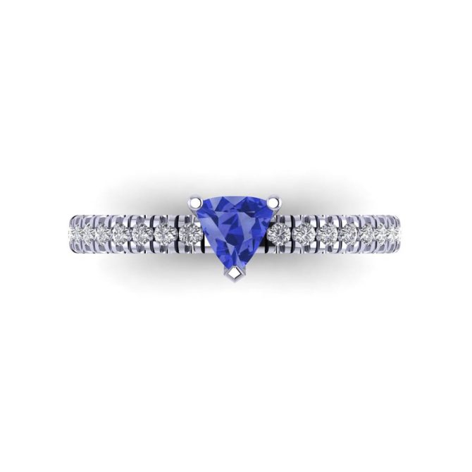 14k White Gold Trilliant Cut Tanzanite Ring 0.88 CTW