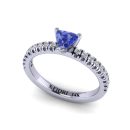 14k White Gold Trilliant Cut Tanzanite Ring 0.88 CTW